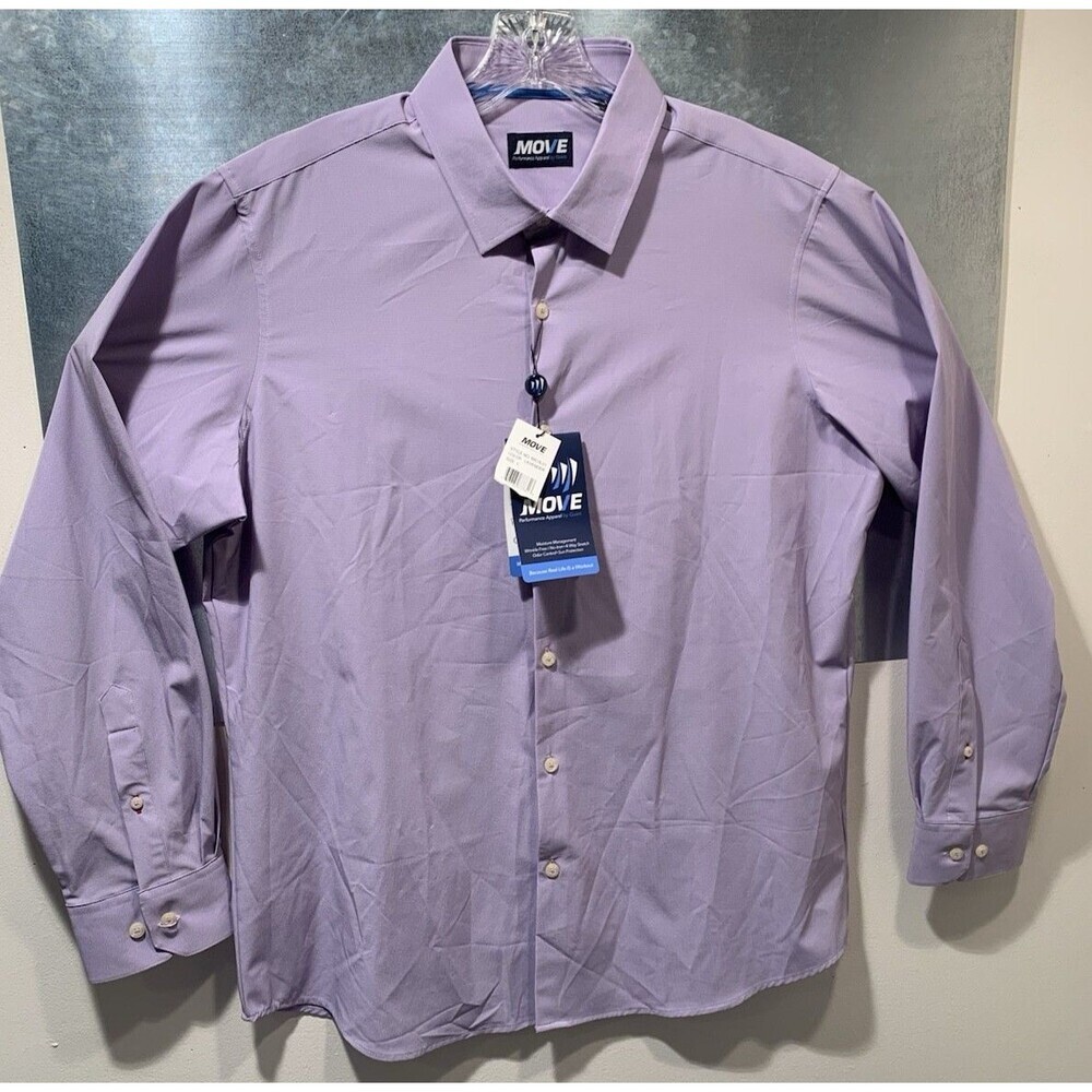 MOVE Performance Apparel Lavender Long Sleeve L Stretch SPF No-Iron NEW w/Tags